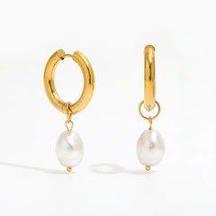 Dangle pearl hoops - MOSA