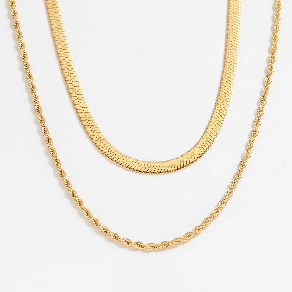 Gold waterproof double necklace - MOSA