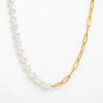 Half pearl half chain necklace - MOSA