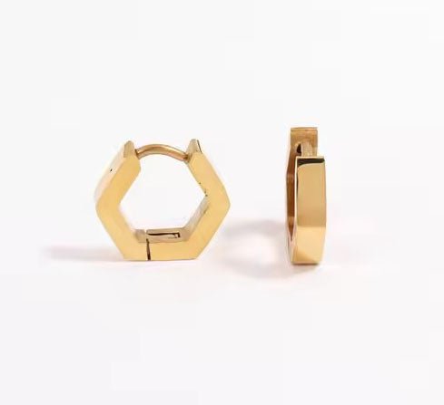 Hexagon gold hoop earrings - MOSA