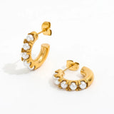 Small gold pearl hoops - MOSA
